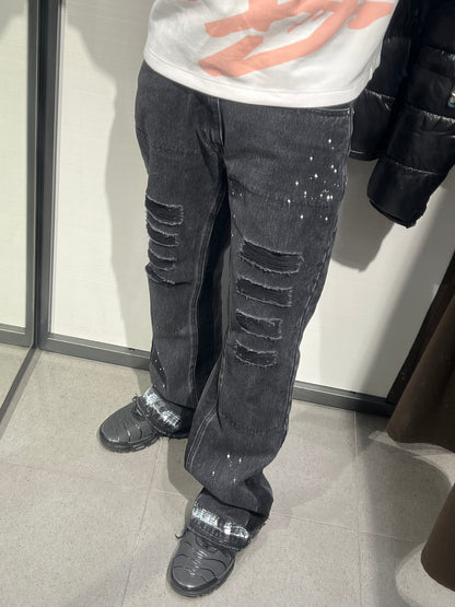 OBSIDIAN FLARED DENIM – BLACK V1