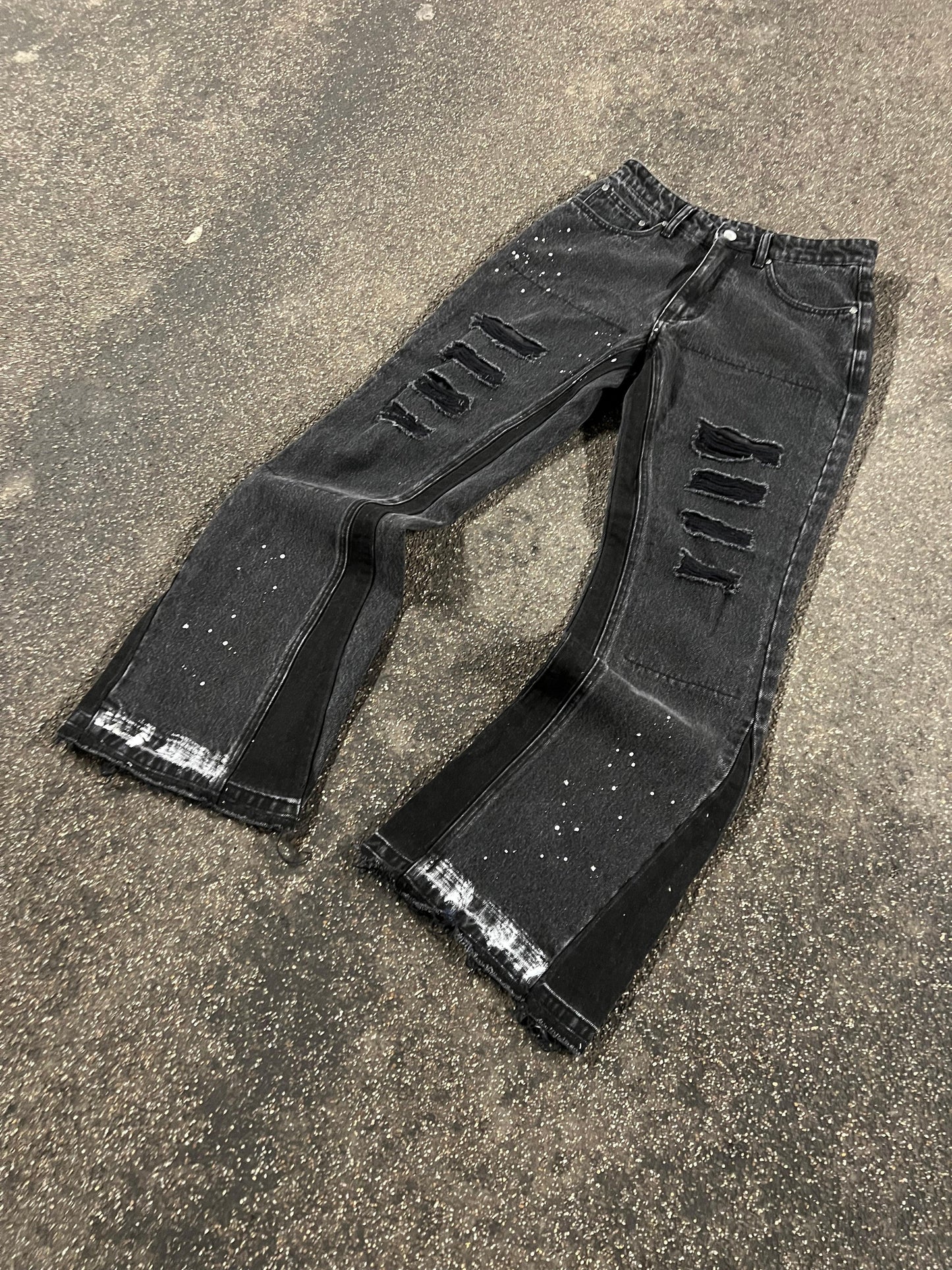 OBSIDIAN FLARED DENIM – BLACK V1