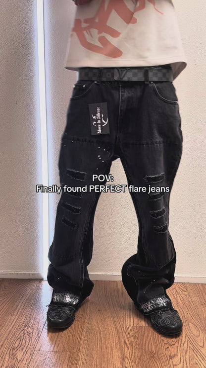 OBSIDIAN FLARED DENIM – BLACK V1